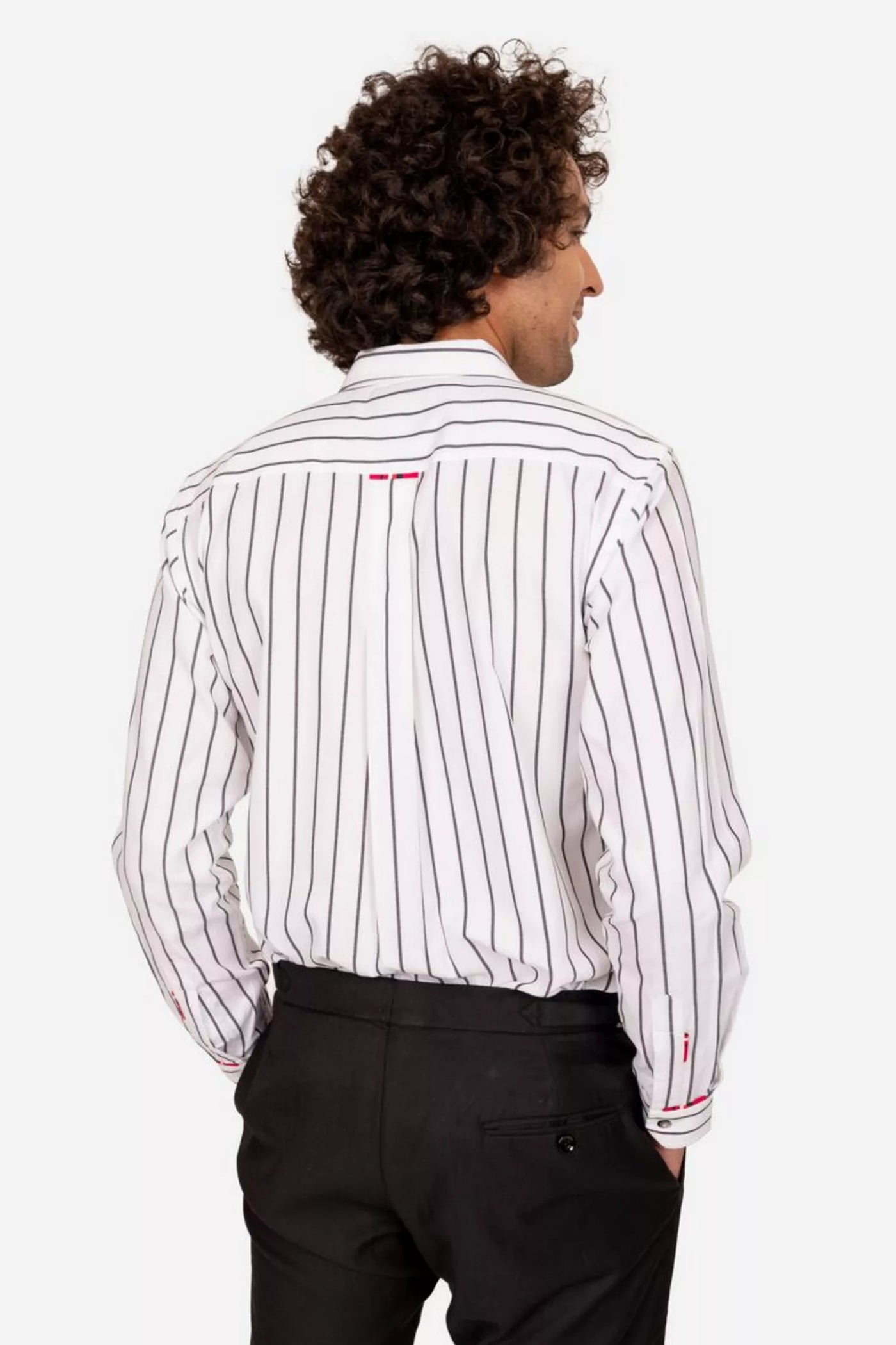 White And Black Striped Shirt With Contrast Detailing
