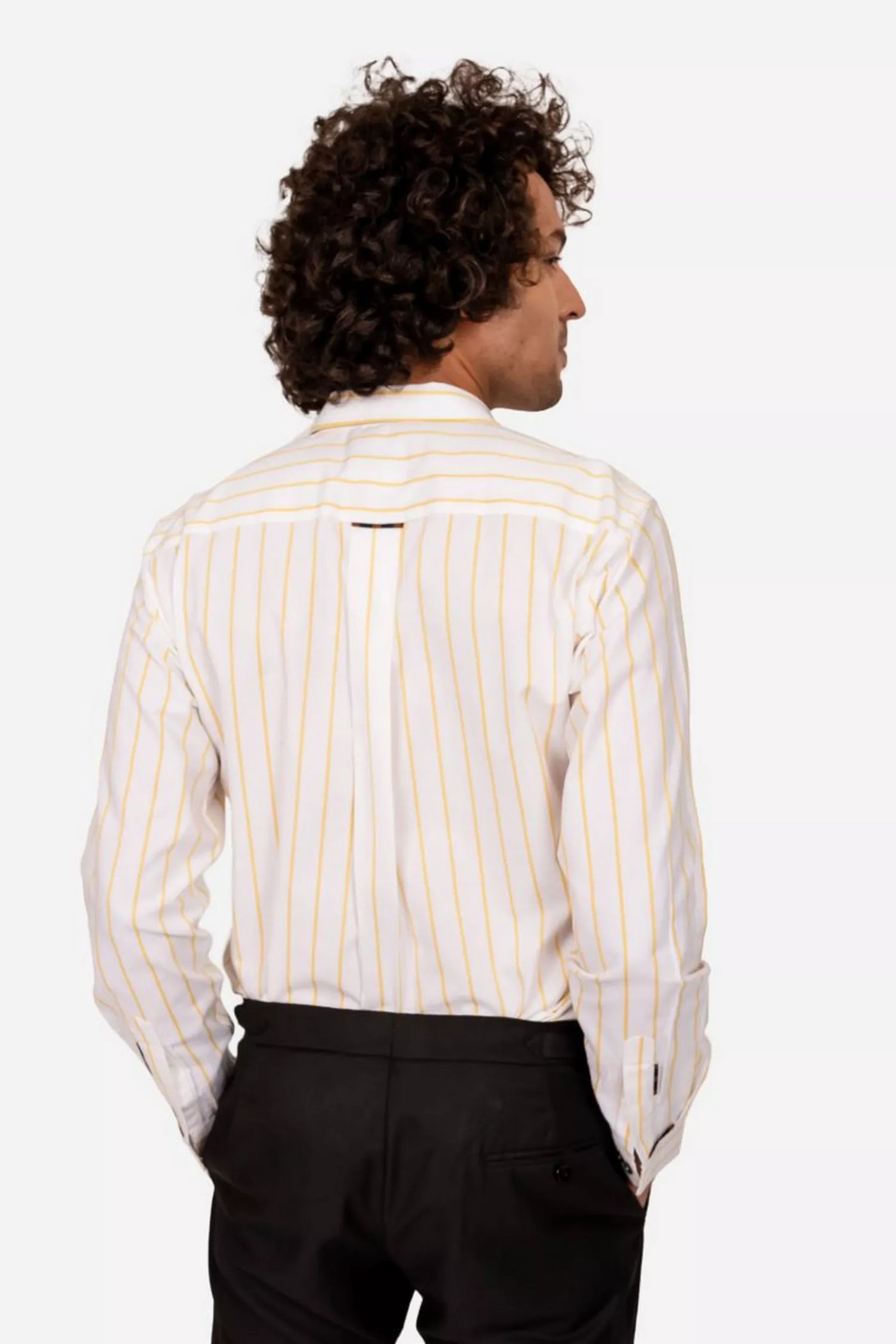 White And Yellow Striped Shirt With Contrast Detailing