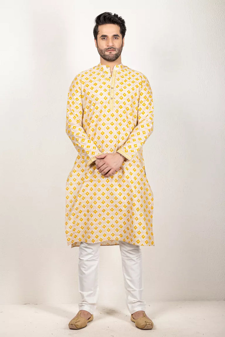 Yellow Chanderi Kurta