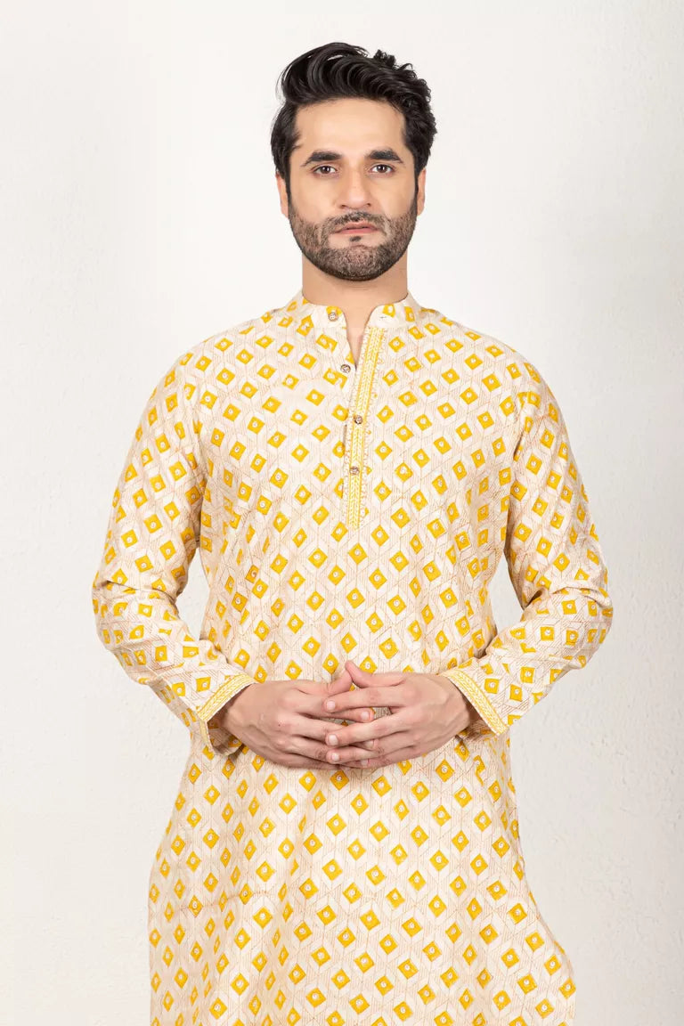 Yellow Chanderi Kurta