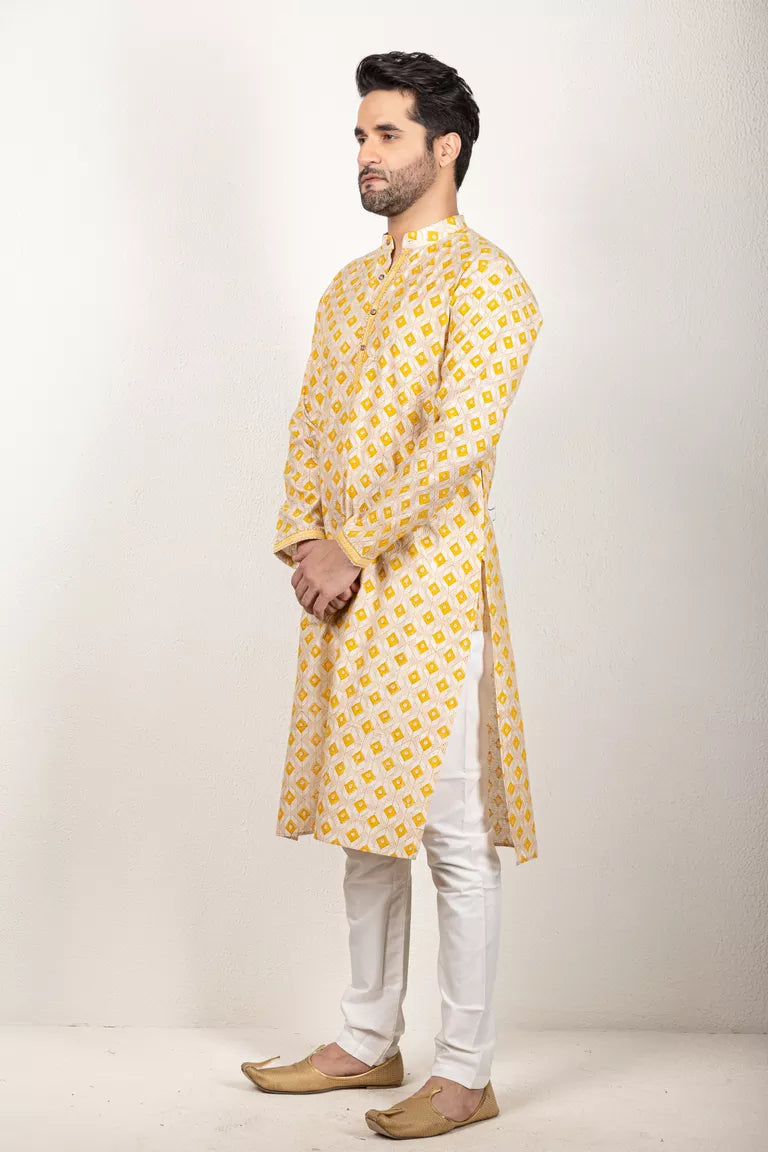 Yellow Chanderi Kurta