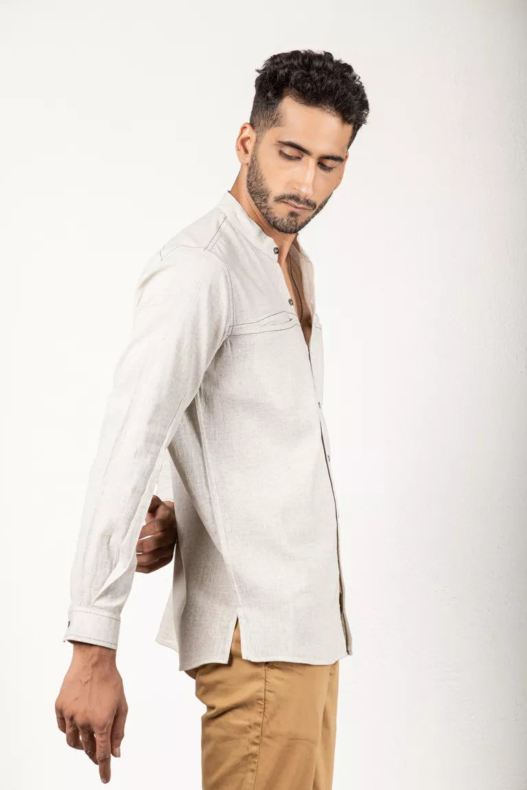Grey Two-Tone Yarn Dyed Shirt