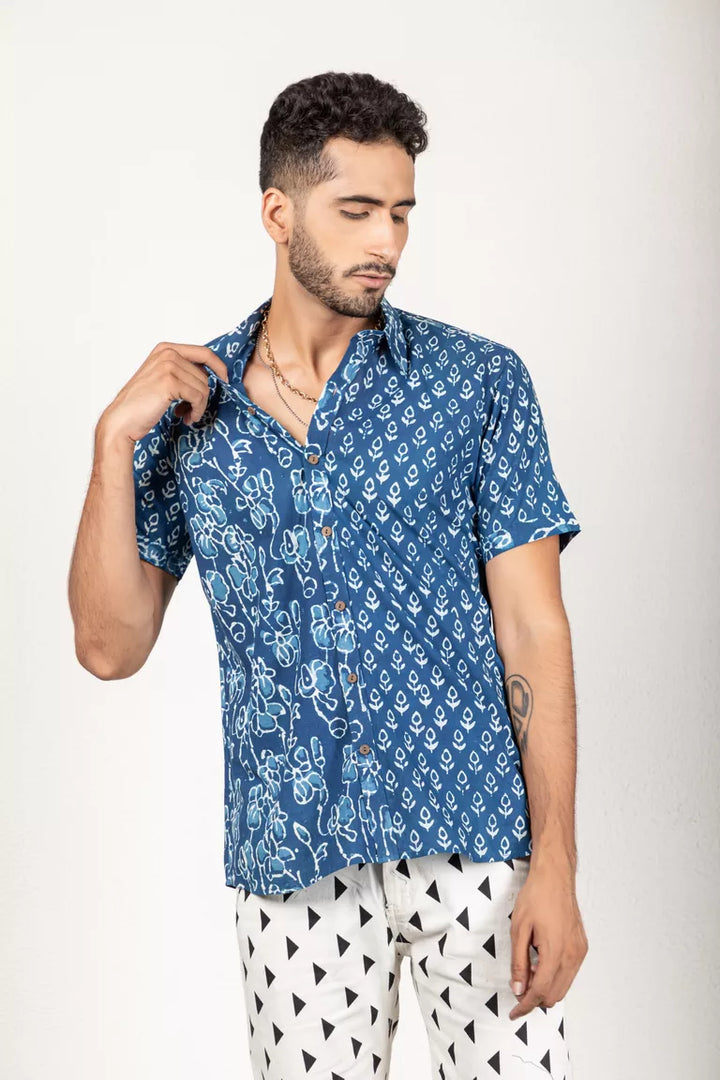 Indigo-Colored Daboo Print Shirt