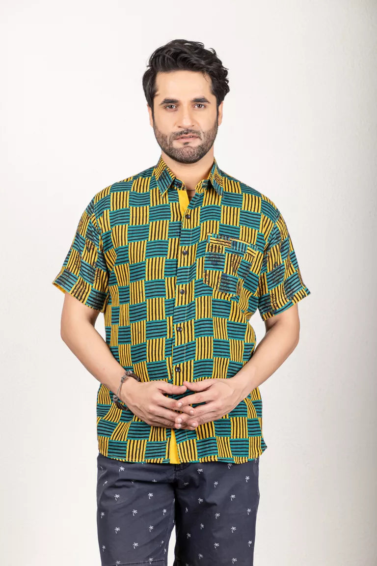 Green And Yellow Shirt - 1% Cotton
