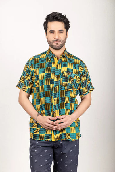 Green And Yellow Shirt - 100% Cotton