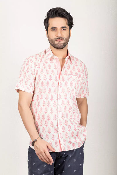 Off-White And Pink Printed Shirt