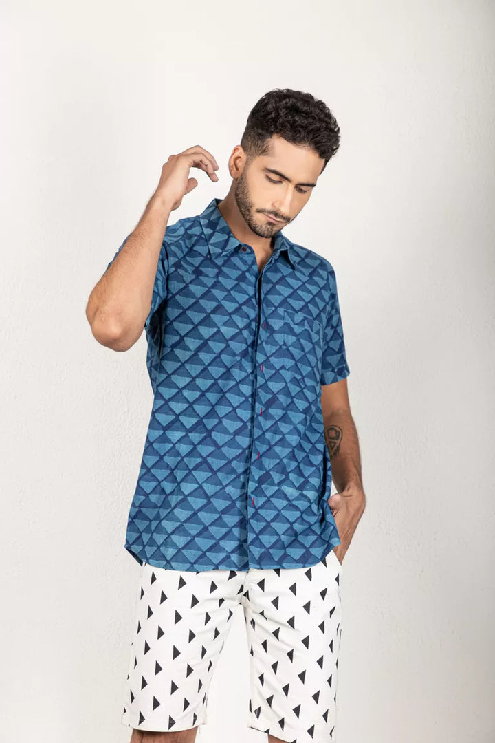 Indigo Shirt In Daboo Print