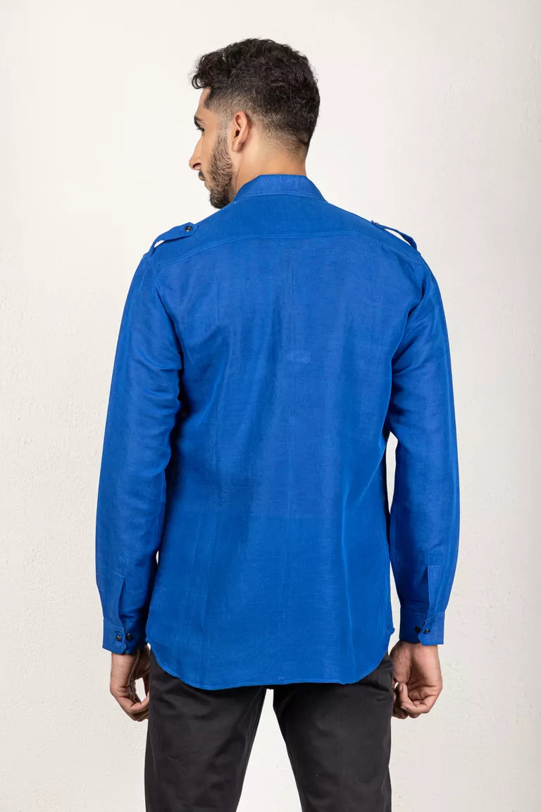 Royal Blue Cotton Linen Shirt