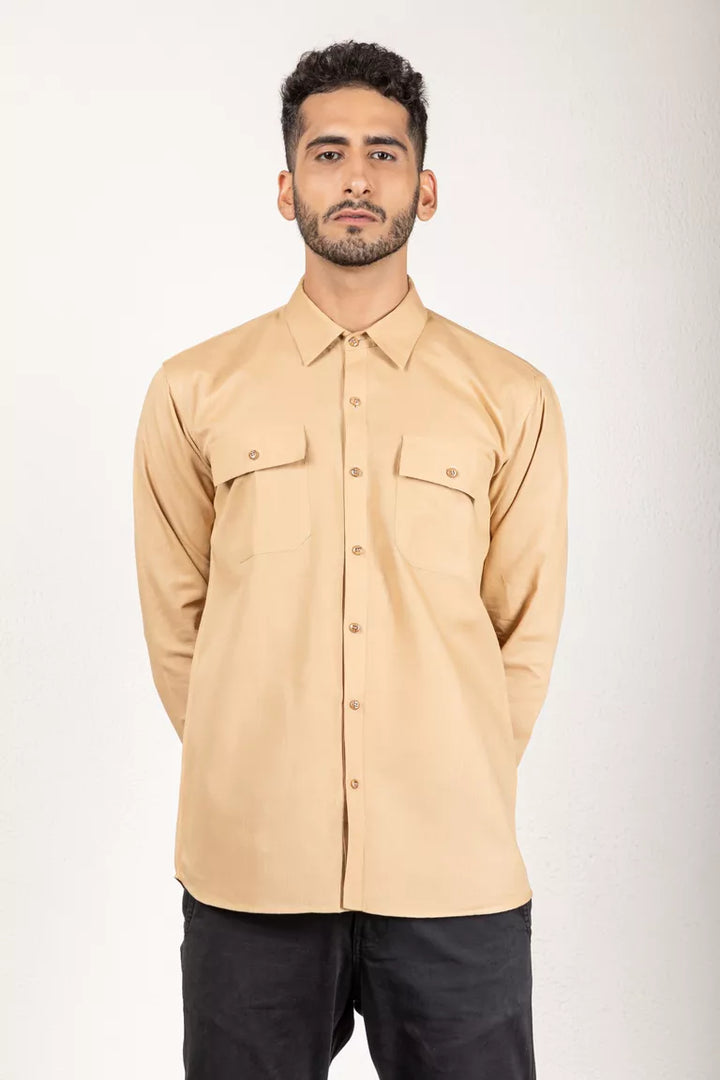 Beige Cotton Linen Shirt