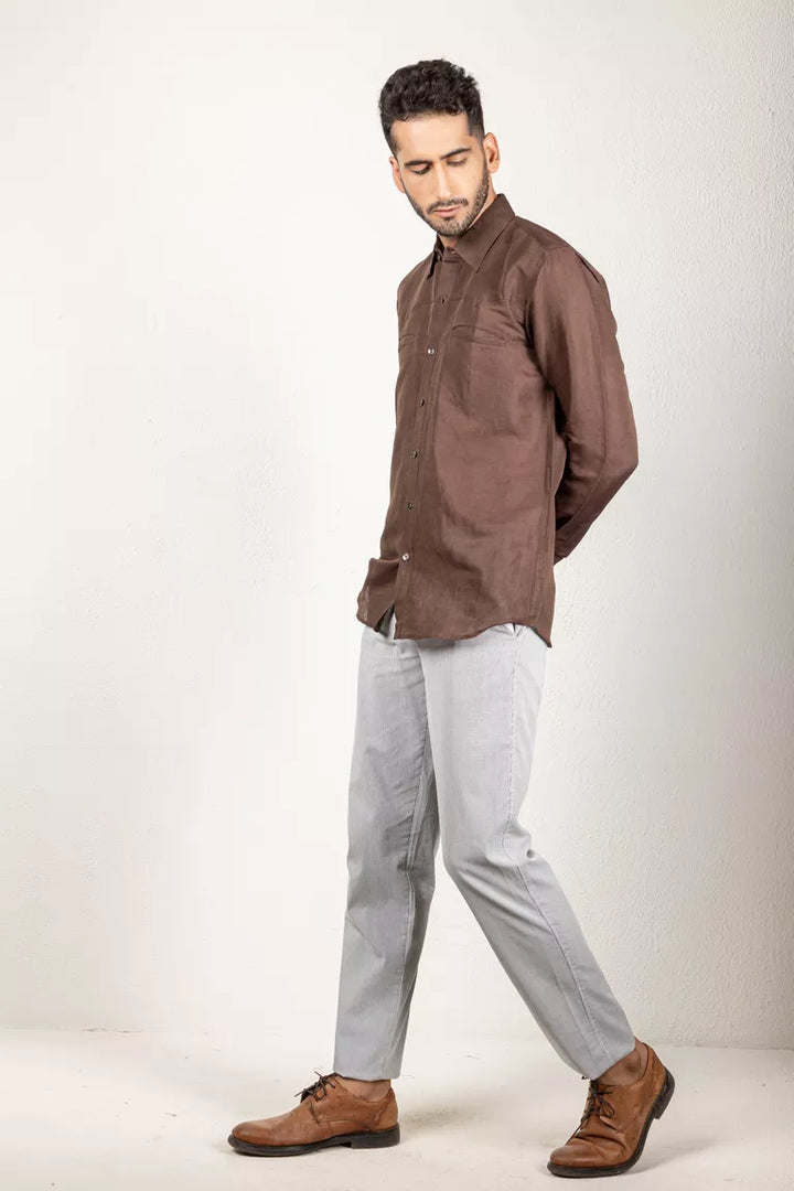 Brown Cotton Linen Shirt