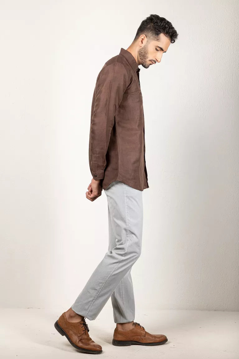 Brown Cotton Linen Shirt