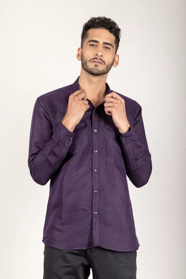 Purple Cotton Linen Shirt