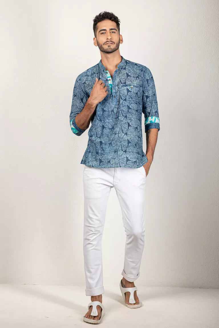 Daboo Printed Indigo Short Kurta