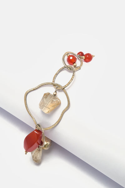 Red And Pale Yellow Stones Charm Bracelet