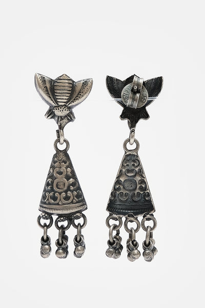 Butterfly On Cone Silver Danglers
