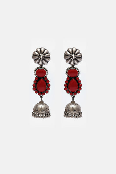 Traditional Red Colour Layered Danglers