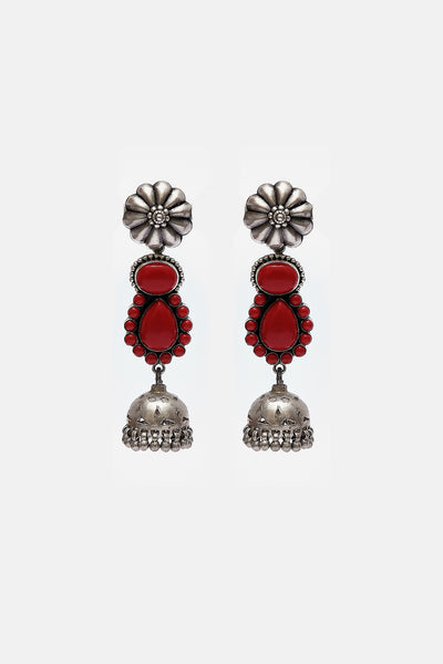 Traditional Red Colour Layered Danglers