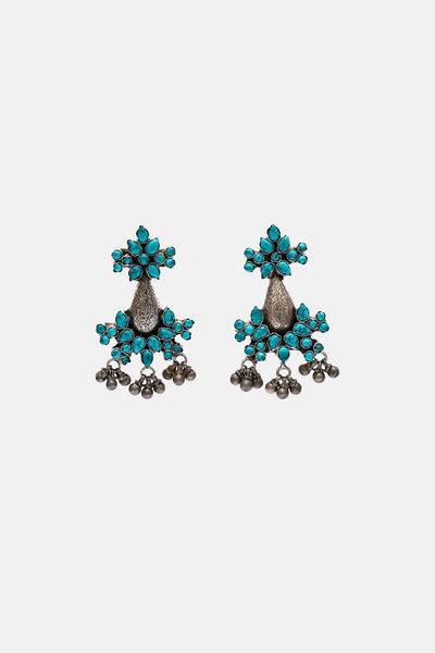 Classy Turquoise Stone Flower Earring