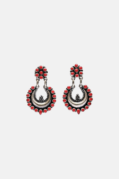 Red Stone Chandbaali Earrings