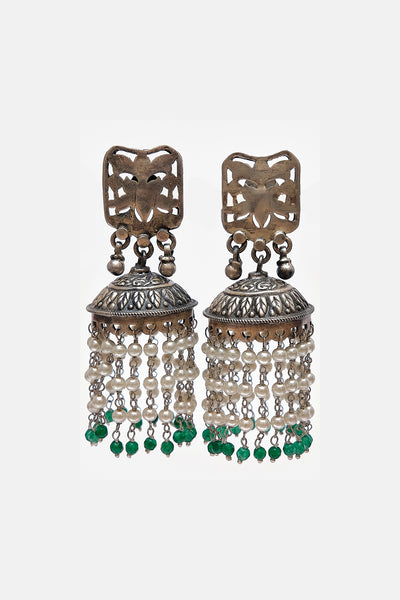 Cut Work Pearl Decorated Jhumkis