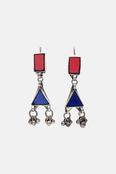 Red And Blue Geometric Shape Earrings