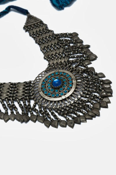 Peacock Feather Inspired Blue Stone Necklace