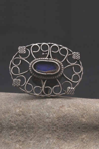 Filigree Work Blue Stone Hand Ring