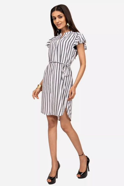 White And Black Striped Dress