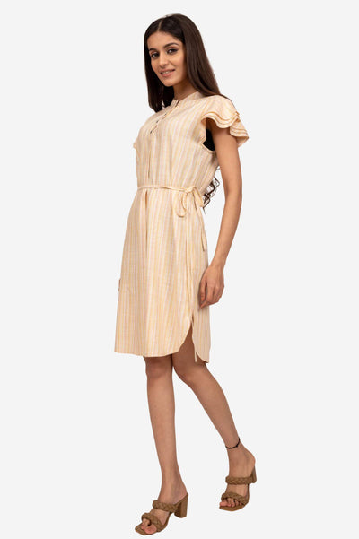 Yellow Striped Short Dress
