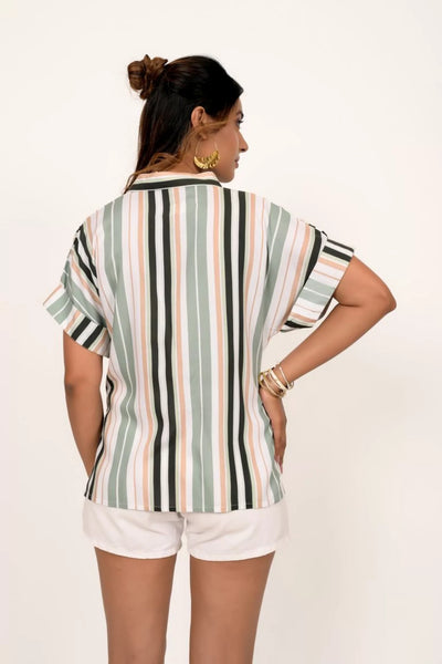 Multicoloured Striped Crop Shirt