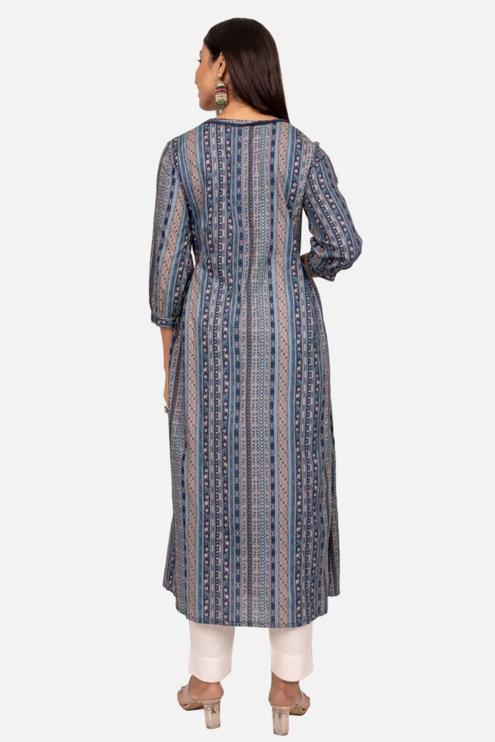 Navy Blue Multi Printed Kurta