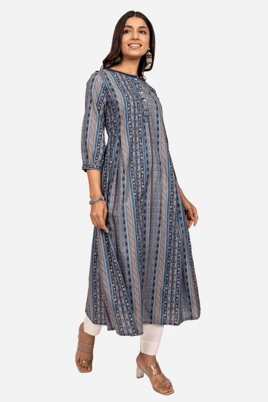 Navy Blue Multi Printed Kurta