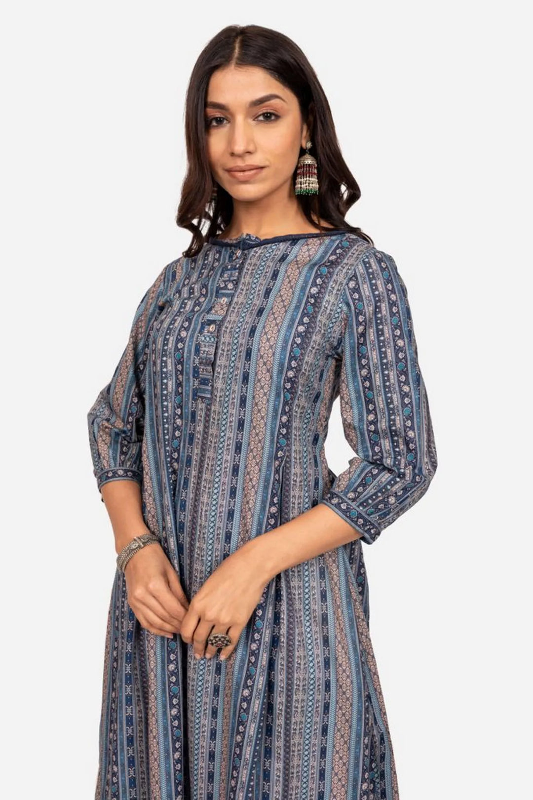 Navy Blue Multi Printed Kurta