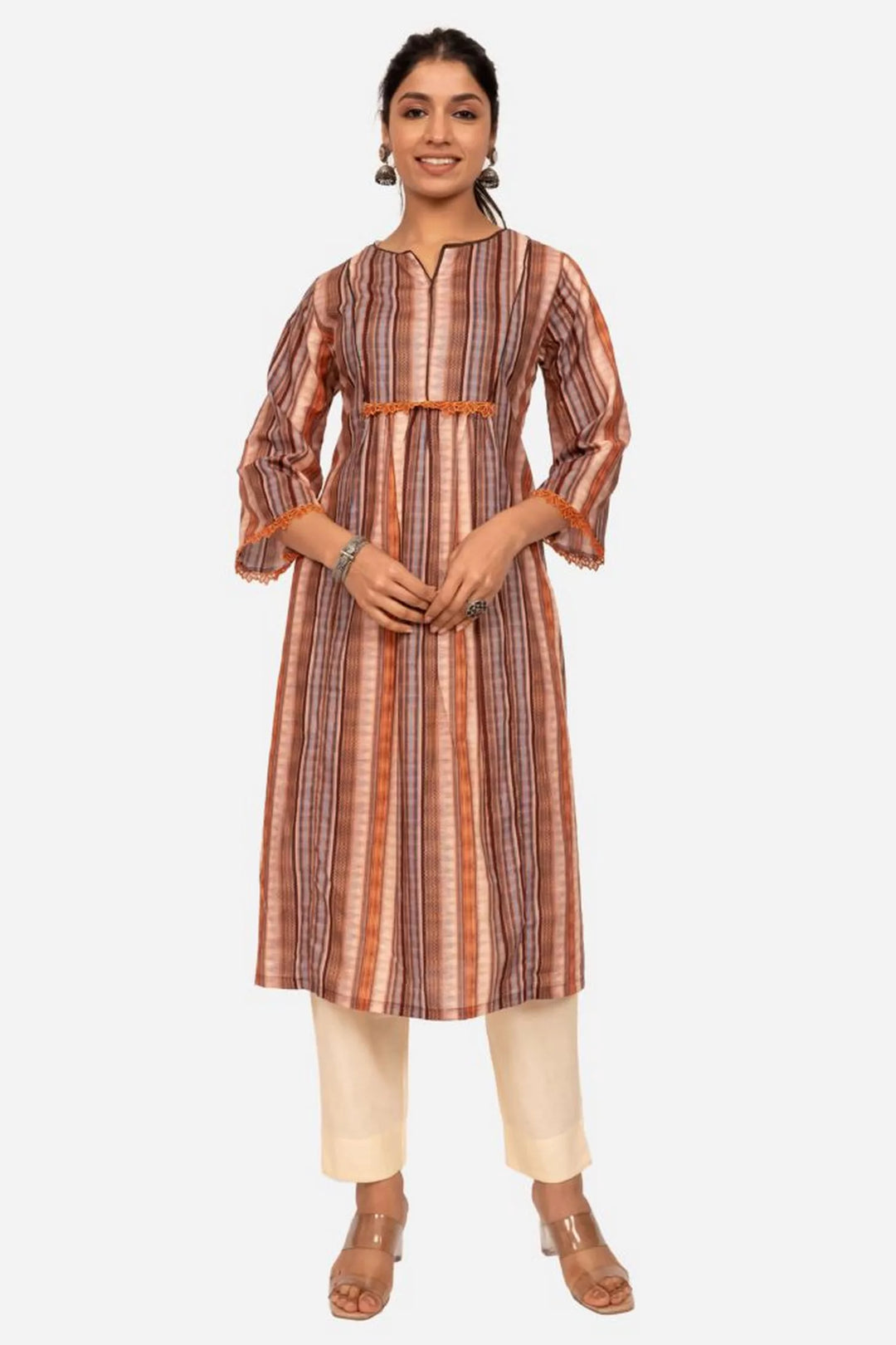 Multi printed brown kurta