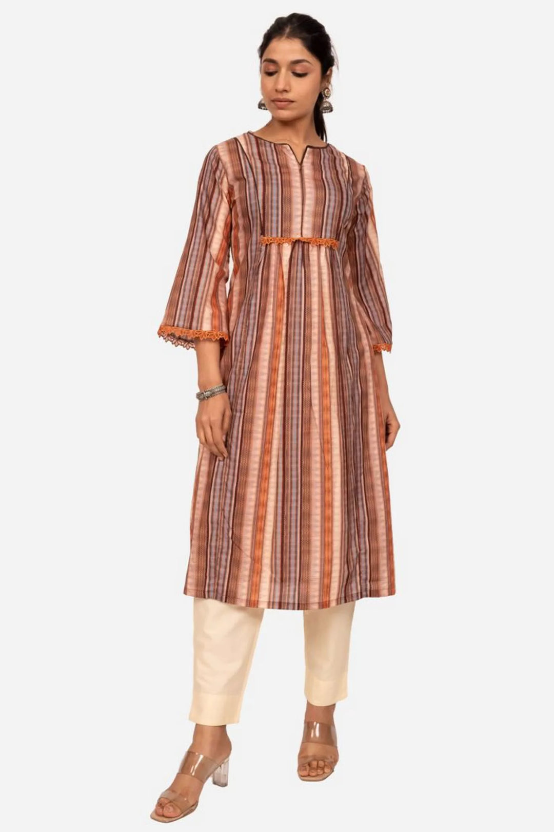 Multi printed brown kurta