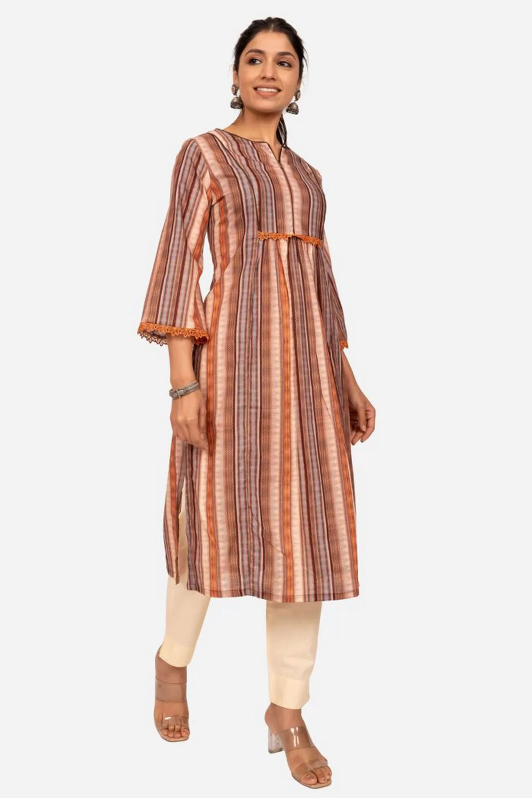 Multi printed brown kurta