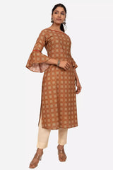 Digital Print Straight Kurta in Cotton
