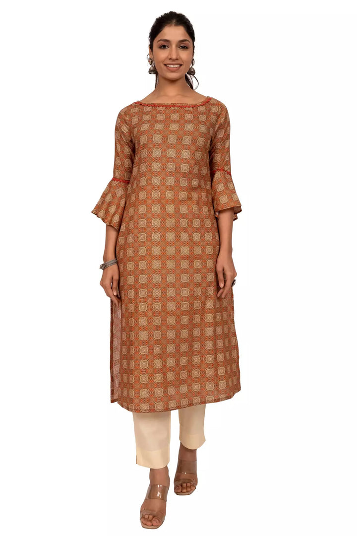 Digital Print Straight kurta with frilled sleeves