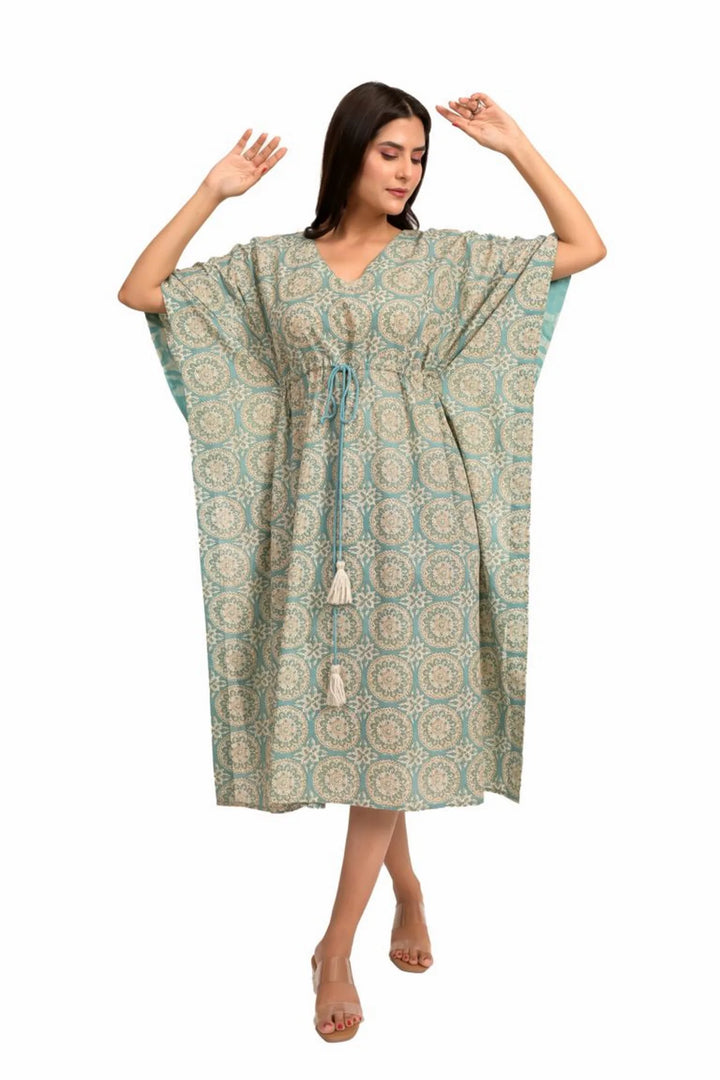 Mint Green Printed Kaftan