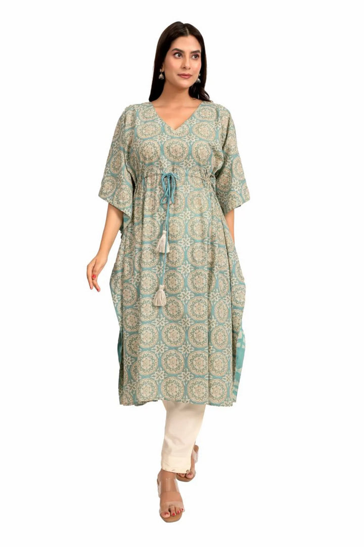 Mint Green Printed Kaftan