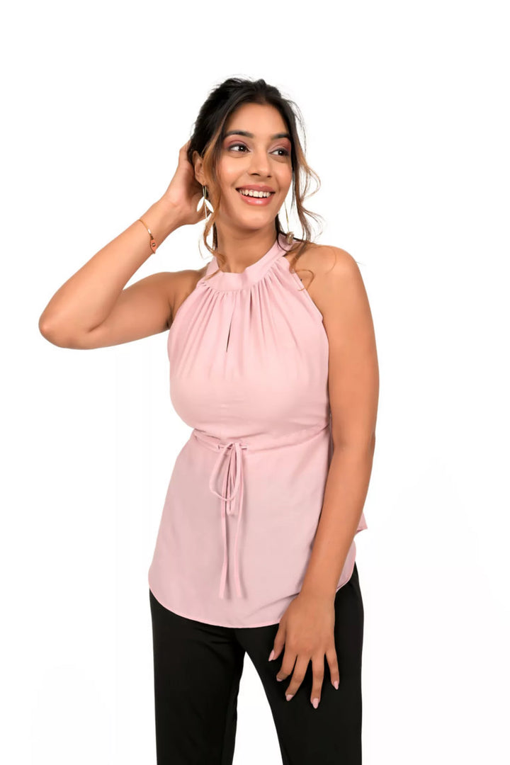 Haulter Neck Dusty Pink Solid Top