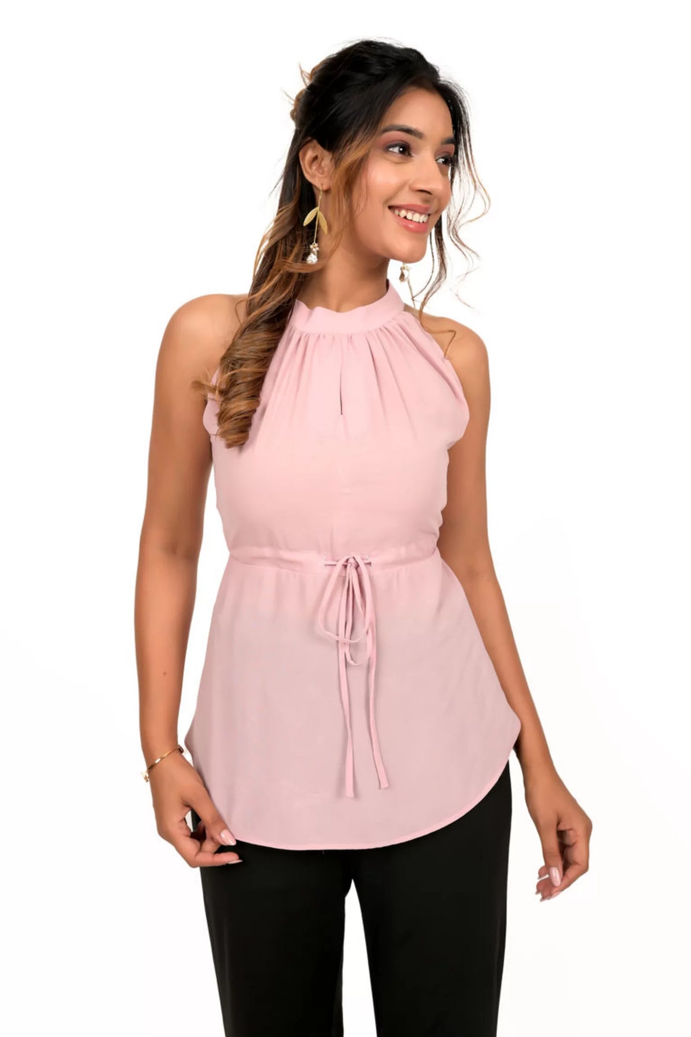 Haulter Neck Dusty Pink Solid Top