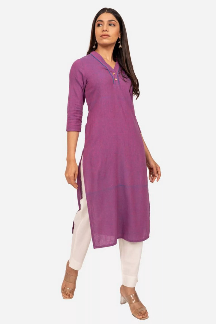 Purple Cross Color Ikat Kurta