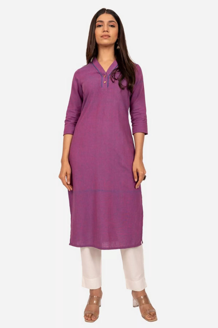 Purple Cross Color Ikat Kurta