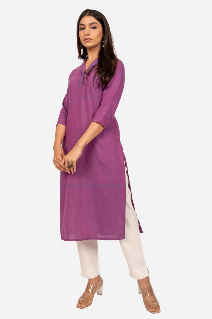 Purple Cross Color Ikat Kurta