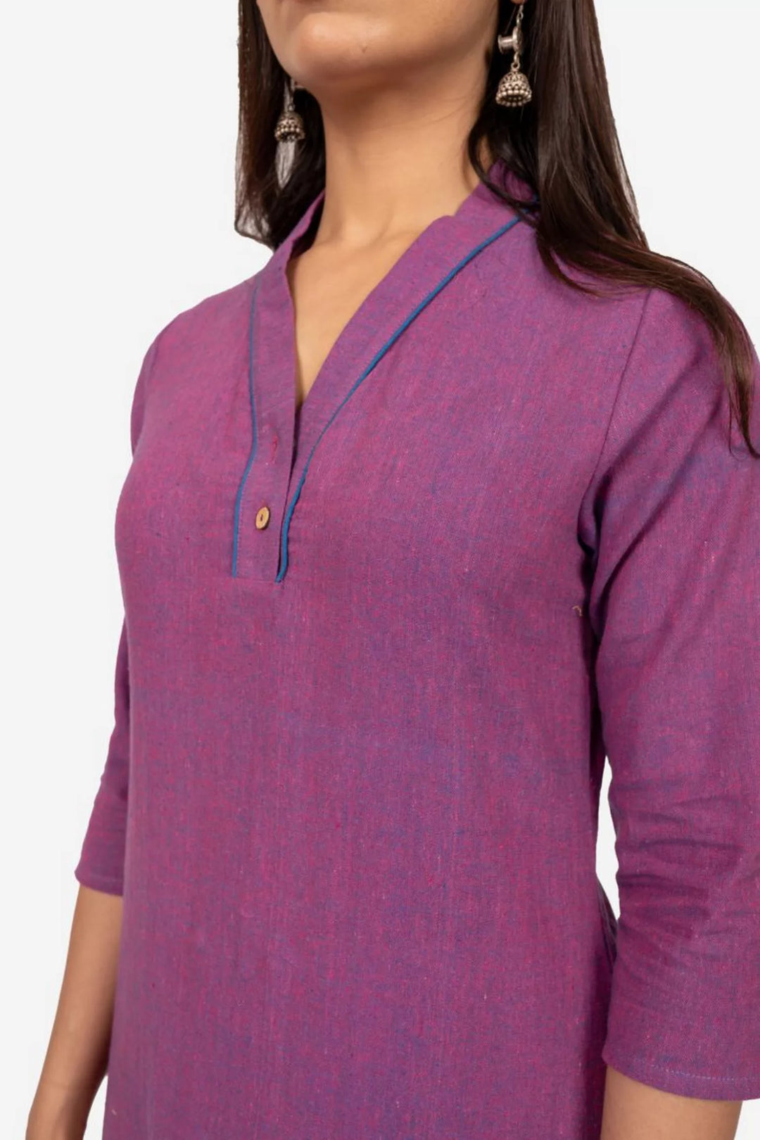 Purple Cross Color Ikat Kurta