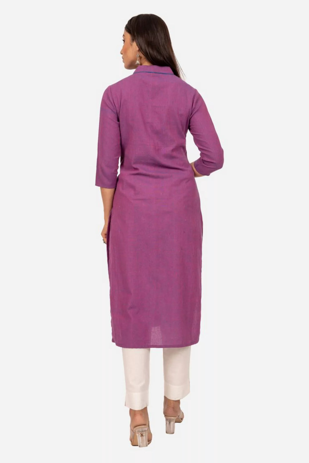 Purple Cross Color Ikat Kurta