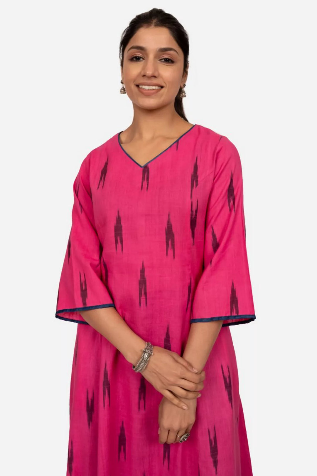 Pink Ikat Long Kurta Dress