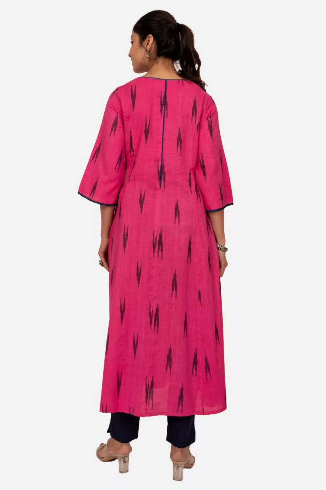 Pink Ikat Long Kurta Dress