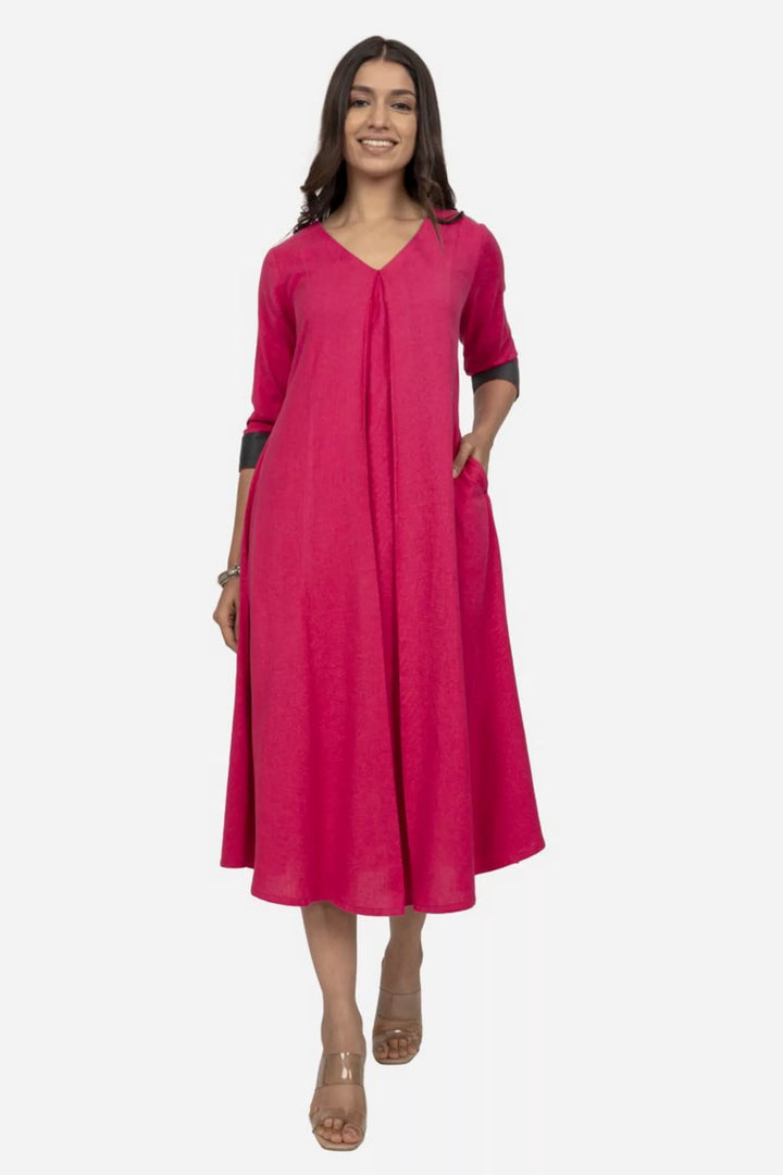 Pink Cotton Flex Kurta Dress